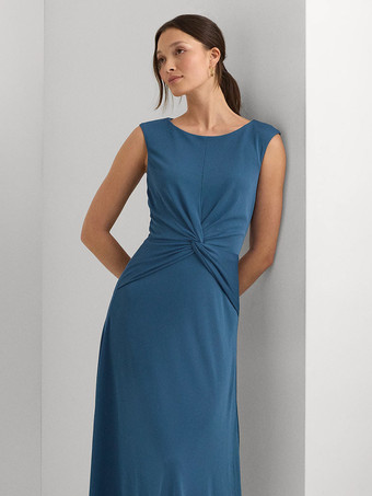 マザードレス ジュエルネック ノースリーブ ショート プリーツ ウェディングゲストドレス