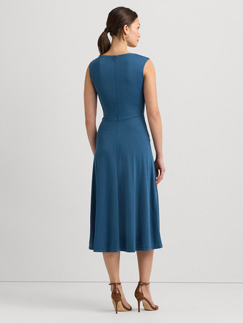 マザードレス ジュエルネック ノースリーブ ショート プリーツ ウェディングゲストドレス