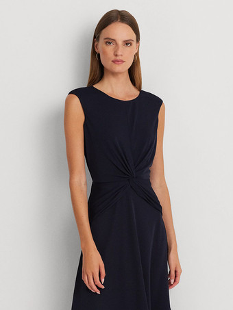 マザードレス ジュエルネック ノースリーブ ショート プリーツ ウェディングゲストドレス