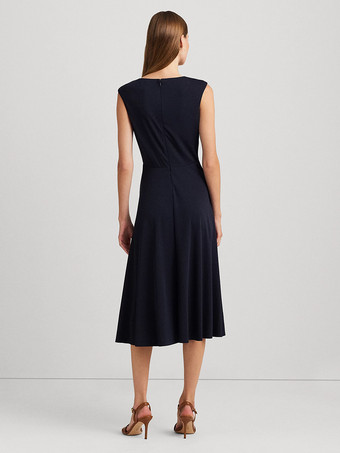 マザードレス ジュエルネック ノースリーブ ショート プリーツ ウェディングゲストドレス