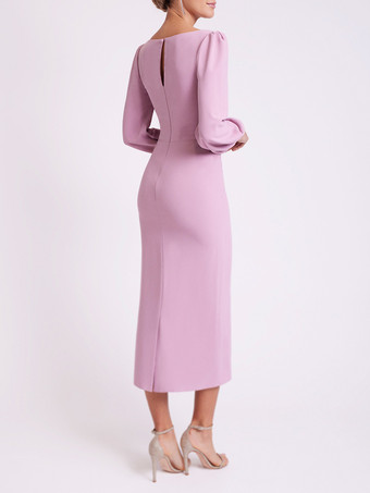 ブライダルマザードレス スクエアネック 長袖 ショート丈 ティー丈 ゲストドレス 結婚式用