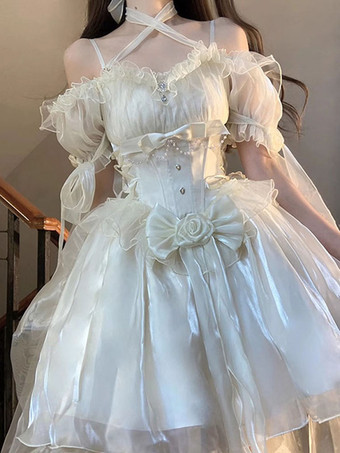 スイートロリータドレス ポリエステル 半袖 スイートドレス ロリータドレス