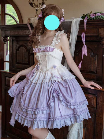 ラベンダーカラースイートロリータドレス ポリエステル ノースリーブ ジャンパー ロリータドレス