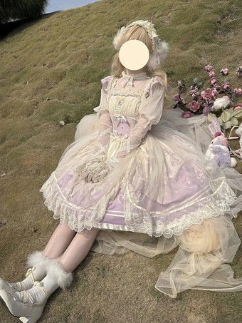 スイートロリータドレス ポリエステル ノースリーブ スイートジャンパー ロリータドレス