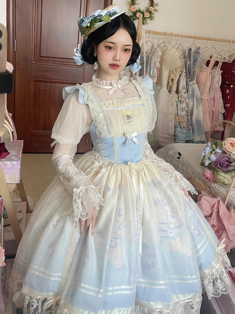 スイートロリータドレス ポリエステル ノースリーブ スイートジャンパー ロリータドレス