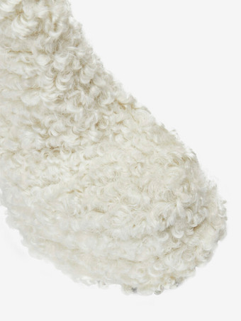 フェイクシアリング アンクルブーツ ホワイト プラットフォーム ラウンドトゥ チャンキーヒール ブーティ