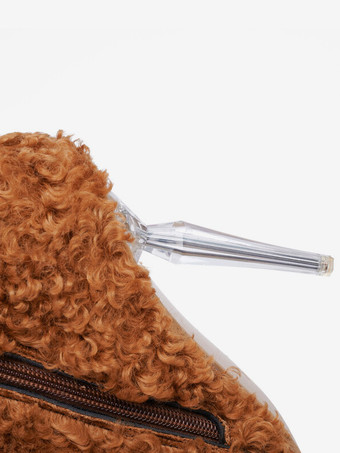 フェイクファーニーハイブーツ ハイヒール ブラウン スティレットヒール 膝丈ブーツ