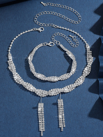 花嫁のウェディングジュエリーセット ゴージャスなキュービックジルコニアメタル