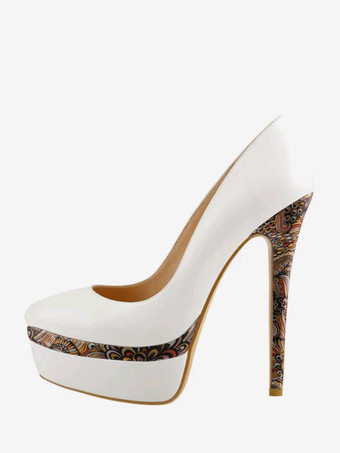 アイボリー グレー プラットフォーム パンプス ハイヒール ラウンドトゥ スリッポン ドレスシューズ