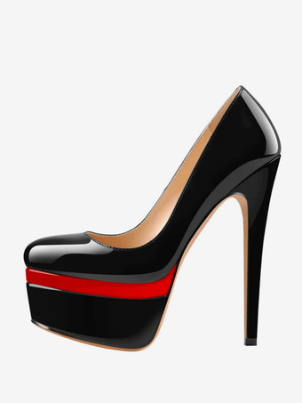 スプリットグレー プラットフォーム パンプス ハイヒール ラウンドトゥ スリッポン ドレスシューズ