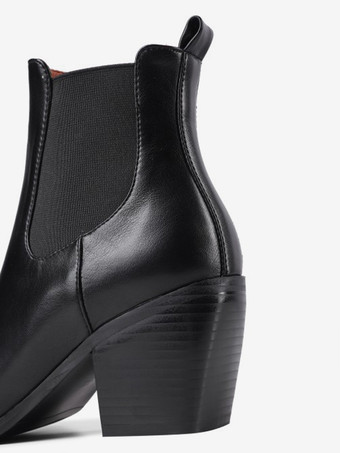 レディース ポインテッドトゥ チェルシーブーツ チャンキーヒール