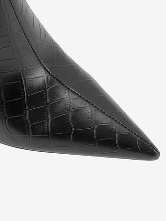 Stivali al ginocchio con motivo pietra nera Stivali al ginocchio con tacco a spillo e punta a punta