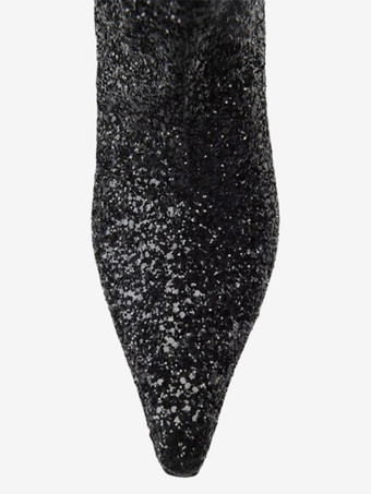 グリッターパーティーニーブーツ ポインテッドトゥ スラウチニーハイブーツ