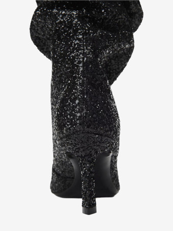 グリッターパーティーニーブーツ ポインテッドトゥ スラウチニーハイブーツ