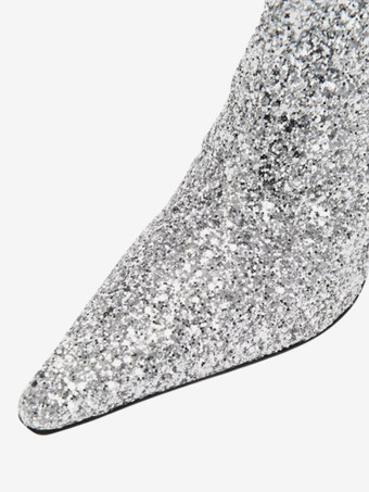 グリッターパーティーニーブーツ ポインテッドトゥ スラウチニーハイブーツ