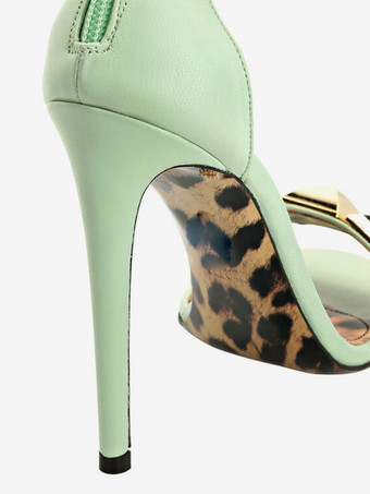 ハイヒールサンダル スタッド オープントゥ スティレットヒール パーティーシューズ