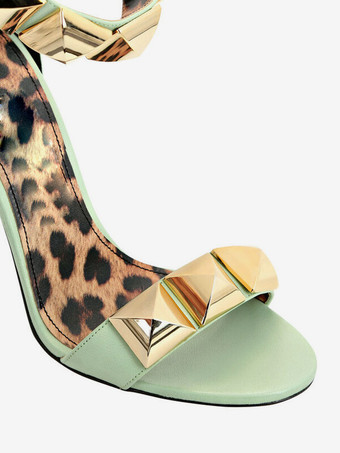 ハイヒールサンダル スタッド オープントゥ スティレットヒール パーティーシューズ