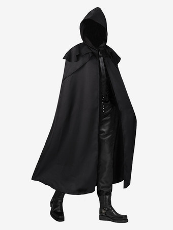 ブラック 赤いヴィンテージアクセサリー レトロポリエステル ポリエステル繊維 マント 男性用レトロコスチューム バーガンディ