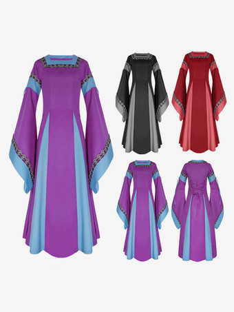 パープルレトロコスチューム 女の子用マリーアントワネットコスチューム ポリエステルドレス ドレス レトロ仮面舞踏会ドレス バーガンディ