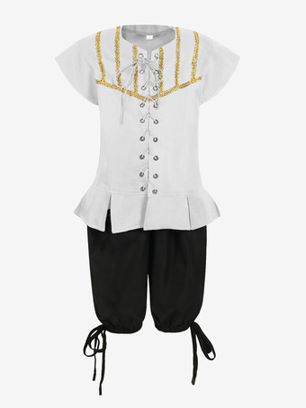 ホワイト ブラック ヴィンテージ セット レトロ ポリエステル 半袖 男性用レトロコスチューム バーガンディ