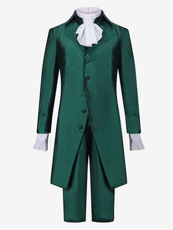 グリーン 男性用ホワイト ヴィンテージ セット レトロ ポリエステル 長袖 レトロ コスチューム