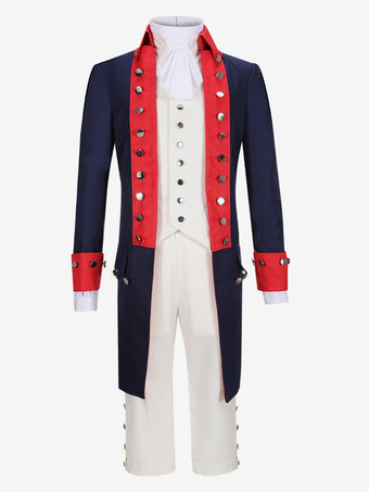 レッド 男性用ホワイト ヴィンテージ セット レトロ ポリエステル 長袖 レトロ コスチューム