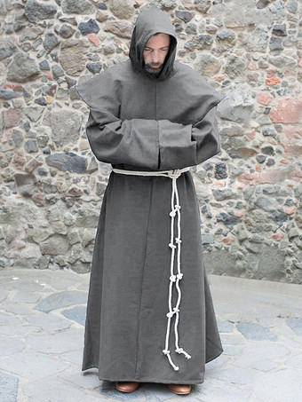 グレイ黒 ヴィンテージ レトロ 長袖 ポリエステル ポリエステル繊維 オーバーコート レトロ コスチューム 男性用