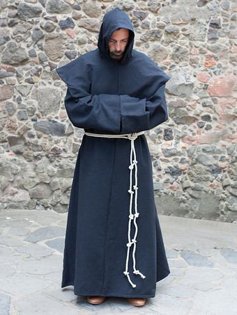 ディープブルー黒 ヴィンテージ レトロ 長袖 ポリエステル ポリエステル繊維 オーバーコート レトロ コスチューム 男性用