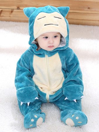 ブルー 着ぐるみワンジーパジャマ 子供用 漫画 食べ物 ポリエステル繊維 ジャンプスーツ