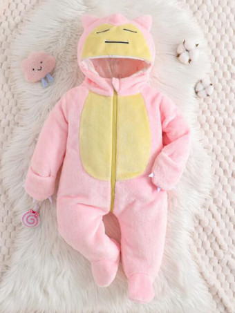 ピンク 着ぐるみワンジーパジャマ 子供用 漫画 食べ物 ポリエステル繊維 ジャンプスーツ