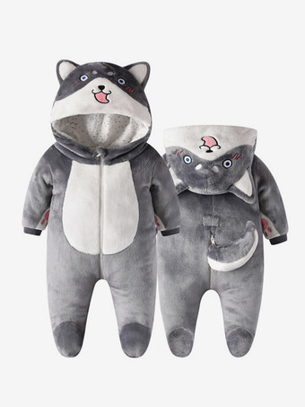 グレイ着ぐるみワンジーパジャマ 子供用 漫画 食べ物 ポリエステル繊維 ジャンプスーツ
