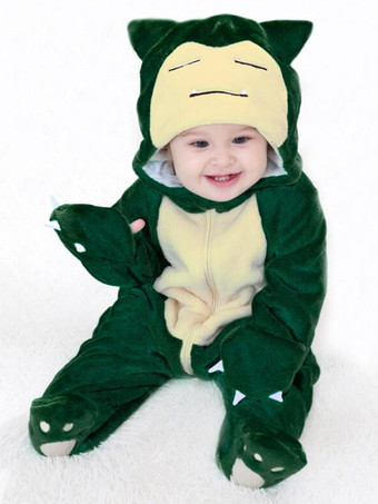 ダークグリーン着ぐるみワンジーパジャマ 子供用 漫画 食べ物 ポリエステル繊維 ジャンプスーツ
