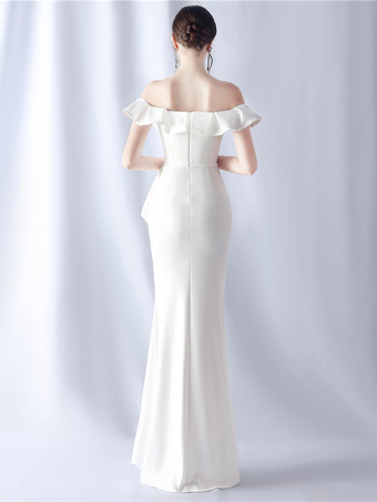 パーティードレス オフショルダー エレガントなフリル ハイスリット セクシー マキシドレス