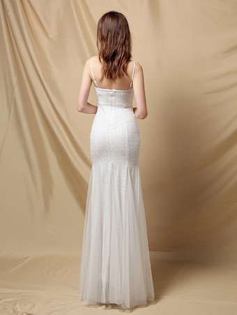 パーティードレス スパゲッティストラップ チュール スパンコール エレガント ロング マーメイドドレス ワインレッド