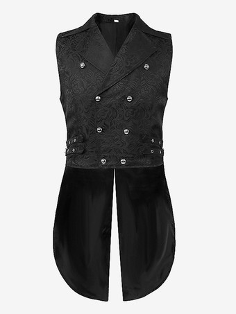 ブラック 男性用ブラック ヴィンテージトップ レトロ ポリエステル ノースリーブ レトロコスチューム バーガンディ