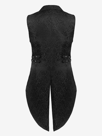 男性用ブラック ヴィンテージトップ レトロ ポリエステル ノースリーブ レトロコスチューム バーガンディ