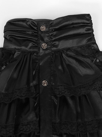 ブラック ヴィンテージ トップ レトロ 長袖 ポリエステル ポリエステル ファイバー シャツ レトロ コスチューム 男性用