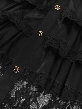 ブラック ヴィンテージ トップ レトロ 長袖 ポリエステル ポリエステル ファイバー シャツ レトロ コスチューム 男性用