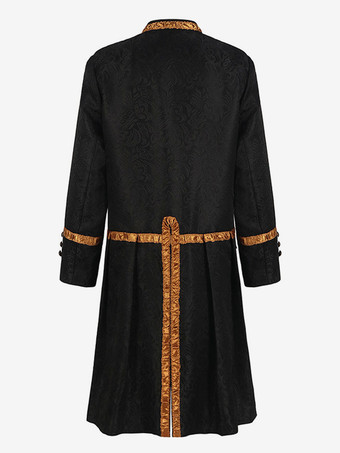 ブラック ヴィンテージ トップ レトロ 長袖 ポリエステル ポリエステル ファイバー オーバーコート レトロ コスチューム 男性用