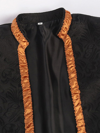 ブラック ヴィンテージ トップ レトロ 長袖 ポリエステル ポリエステル ファイバー オーバーコート レトロ コスチューム 男性用