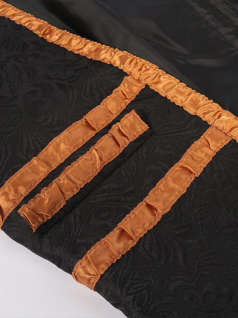 ブラック ヴィンテージ トップ レトロ 長袖 ポリエステル ポリエステル ファイバー オーバーコート レトロ コスチューム 男性用