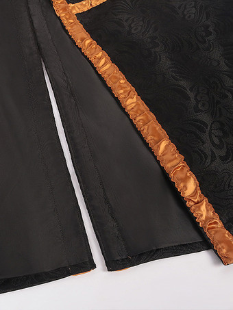 ブラック ヴィンテージ トップ レトロ 長袖 ポリエステル ポリエステル ファイバー オーバーコート レトロ コスチューム 男性用