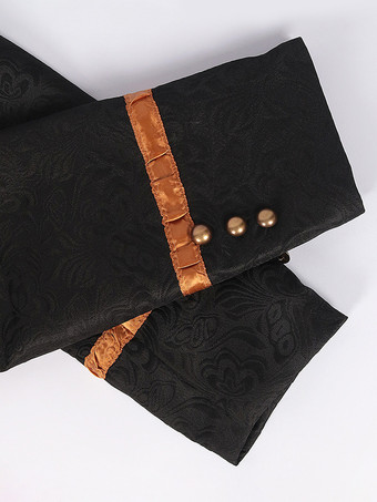 ブラック ヴィンテージ トップ レトロ 長袖 ポリエステル ポリエステル ファイバー オーバーコート レトロ コスチューム 男性用