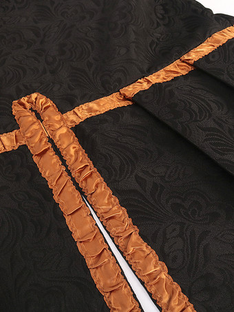 ブラック ヴィンテージ トップ レトロ 長袖 ポリエステル ポリエステル ファイバー オーバーコート レトロ コスチューム 男性用