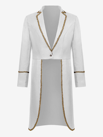 ホワイト 男性用レッド ヴィンテージトップ レトロ ポリエステル 長袖 レトロコスチューム バーガンディ