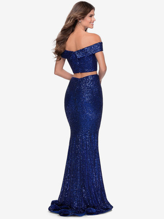 プロムドレス スパンコール バトーネック マーメイド ノースリーブ ページェントドレス