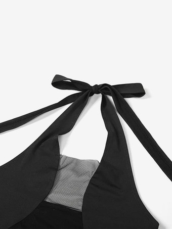 ブラック ワンピース水着 ホルター イリュージョン ベリー セクシャル ビーチ 水着