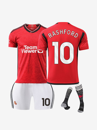 Maglia del Manchester United Numero 10 Marcus Rashford da uomo 3 pezzi a maniche corte per adulti e bambini