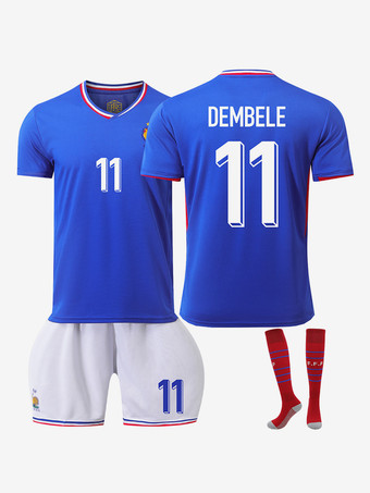 Nr. 11 DEMBELE Fußballtrikot der französischen Nationalmannschaft Heimtrikot 2024 Europameisterschaft Herren 3-teiliges Set