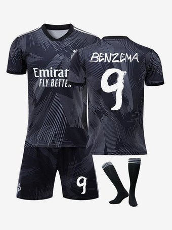 Maglia da calcio del Real Madrid CF Home Numero 9 BENZEMA Kit Sportivo Uomo 3 Pezzi Manica Corta